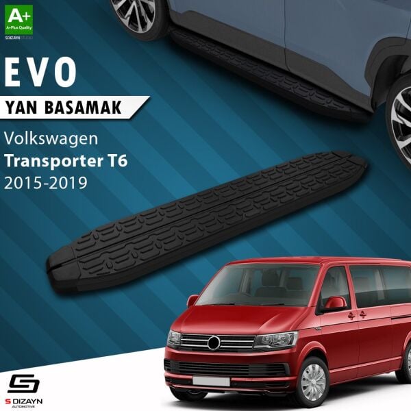 VW Transporter T6 Uzun Şase Evo Siyah Yan Basamak 253 Cm 2015-2019 A+ Kalite