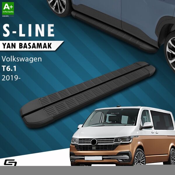 VW Transporter T6.1 Uzun Şase S-Line Siyah Yan Basamak 253 Cm 2019 Üzeri A+ Kalite