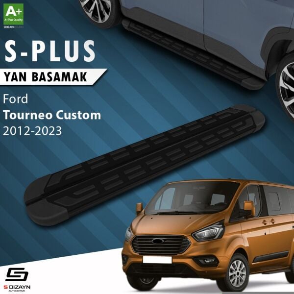 Ford Tourneo Custom Kısa Şase S-Plus Siyah Yan Basamak 203 Cm 2012-2023 A+ Kalite