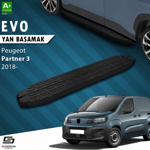 Peugeot Partner 3 Uzun Şase Evo Siyah Yan Basamak 213 Cm 2018 Üzeri A+ Kalite