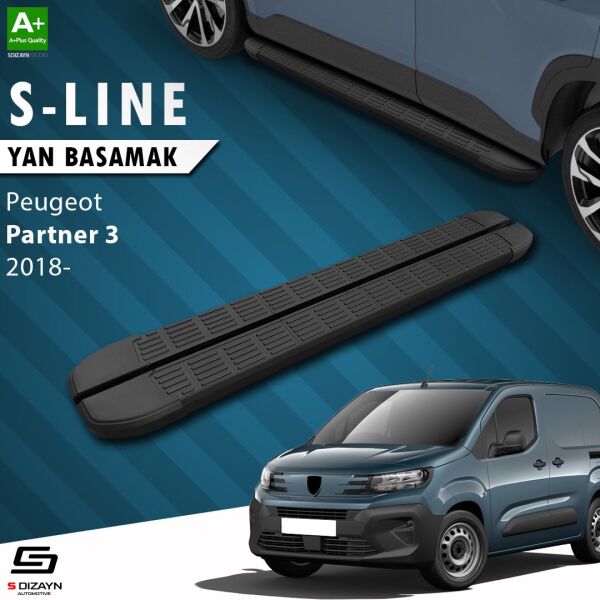 Peugeot Partner 3 Uzun Şase S-Line Siyah Yan Basamak 213 Cm 2018 Üzeri A+ Kalite