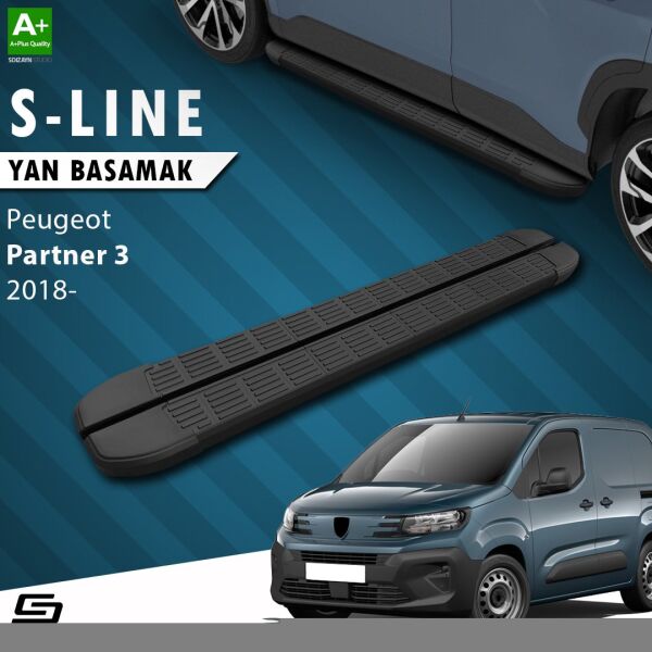 Peugeot Partner 3 S-Line Siyah Yan Basamak 203 Cm 2018 Üzeri A+ Kalite