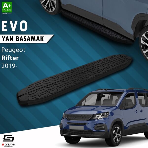 Peugeot Rifter Uzun Şase Evo Siyah Yan Basamak 213 Cm 2019 Üzeri A+ Kalite